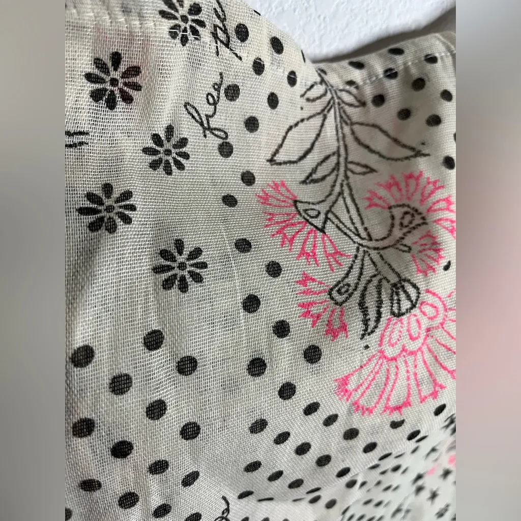 Free People Lightweight Hippie Floral Beachy Linen Semi Sheer Shopper Tote Bag - Image 10