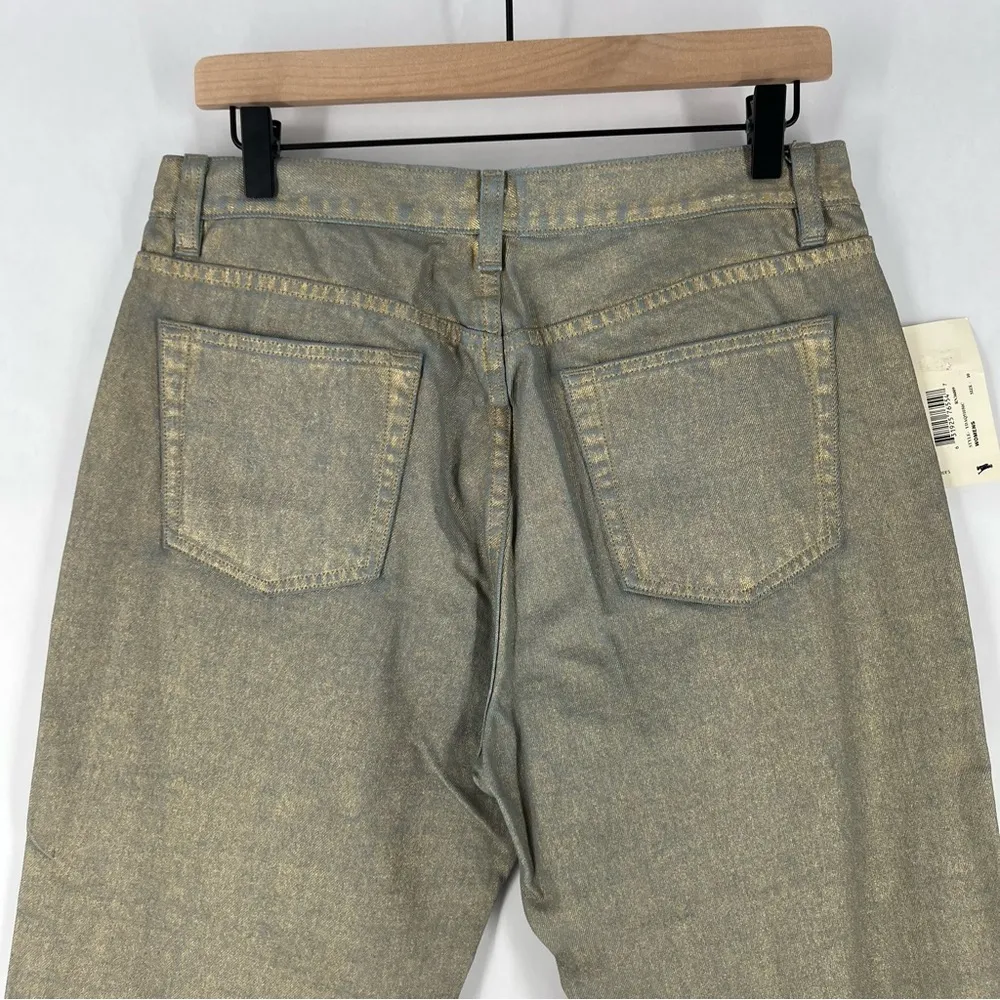 Calvin Klein‎ 100% Cotton Gold Metallic Coated Denim Cropped Straight Leg Jean - Image 9