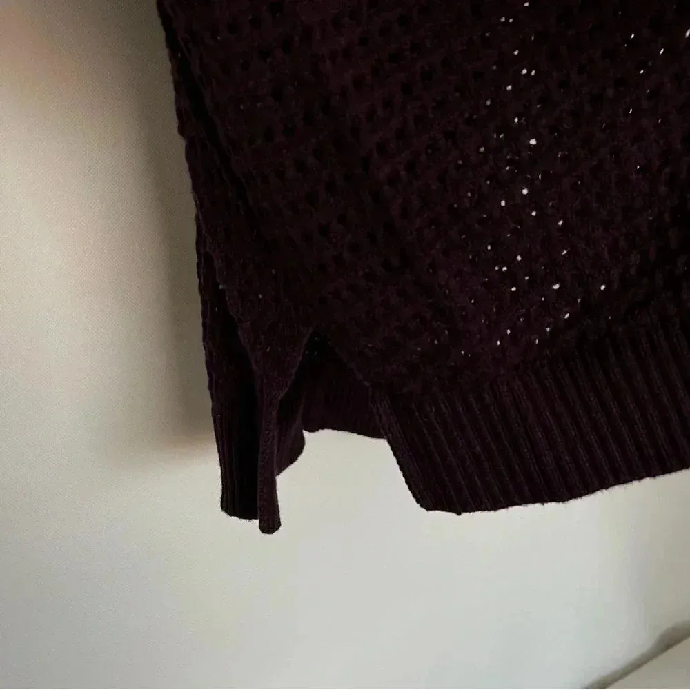 Ann Taylor Fisher Net Cotton Blend Top Size Small Burgundy Plum Short Sleeve - Image 7