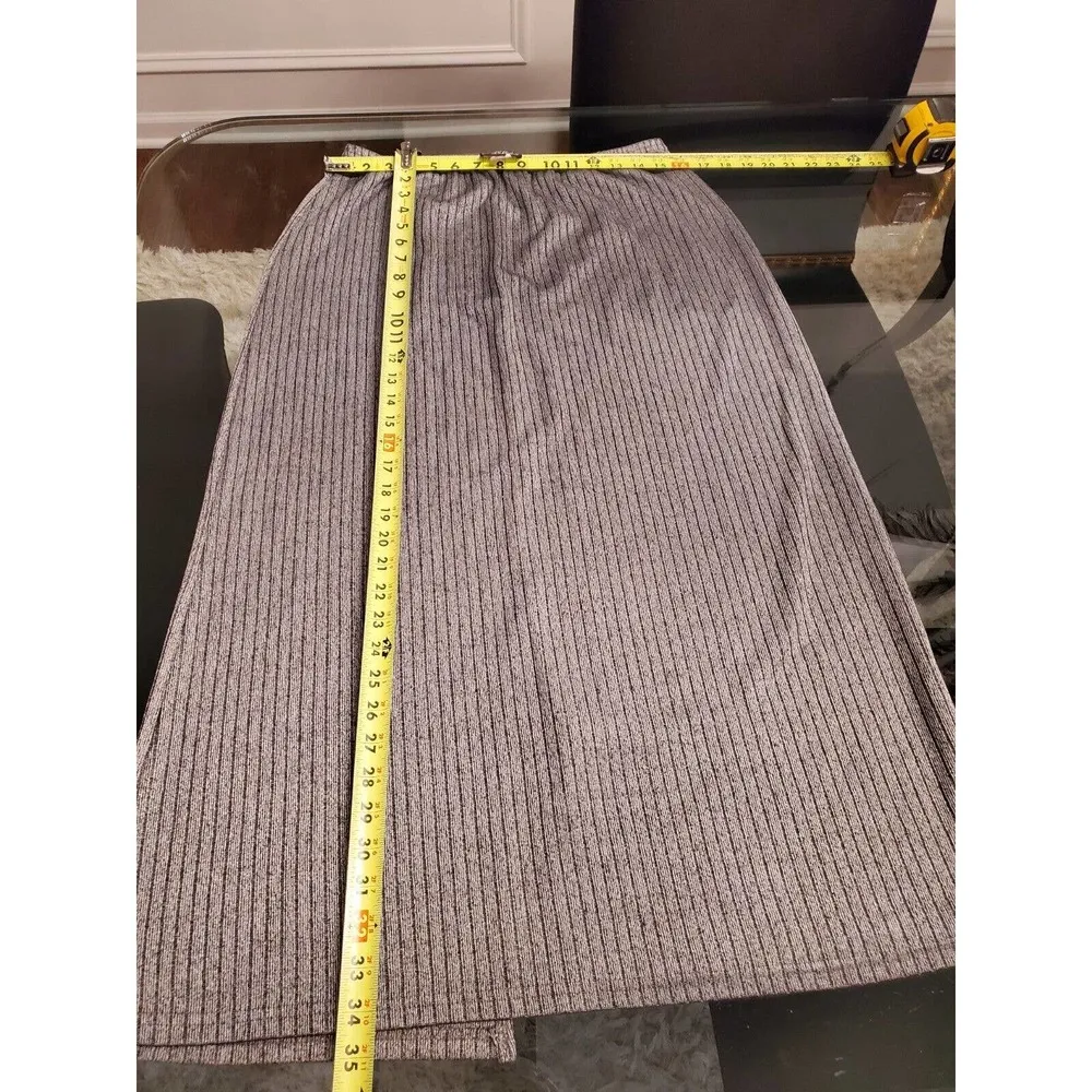 Can't Miss Women's Gray Cotton Long Sleeve Blouse & Skirt 2 Pc's Suit Size Large - Image 11