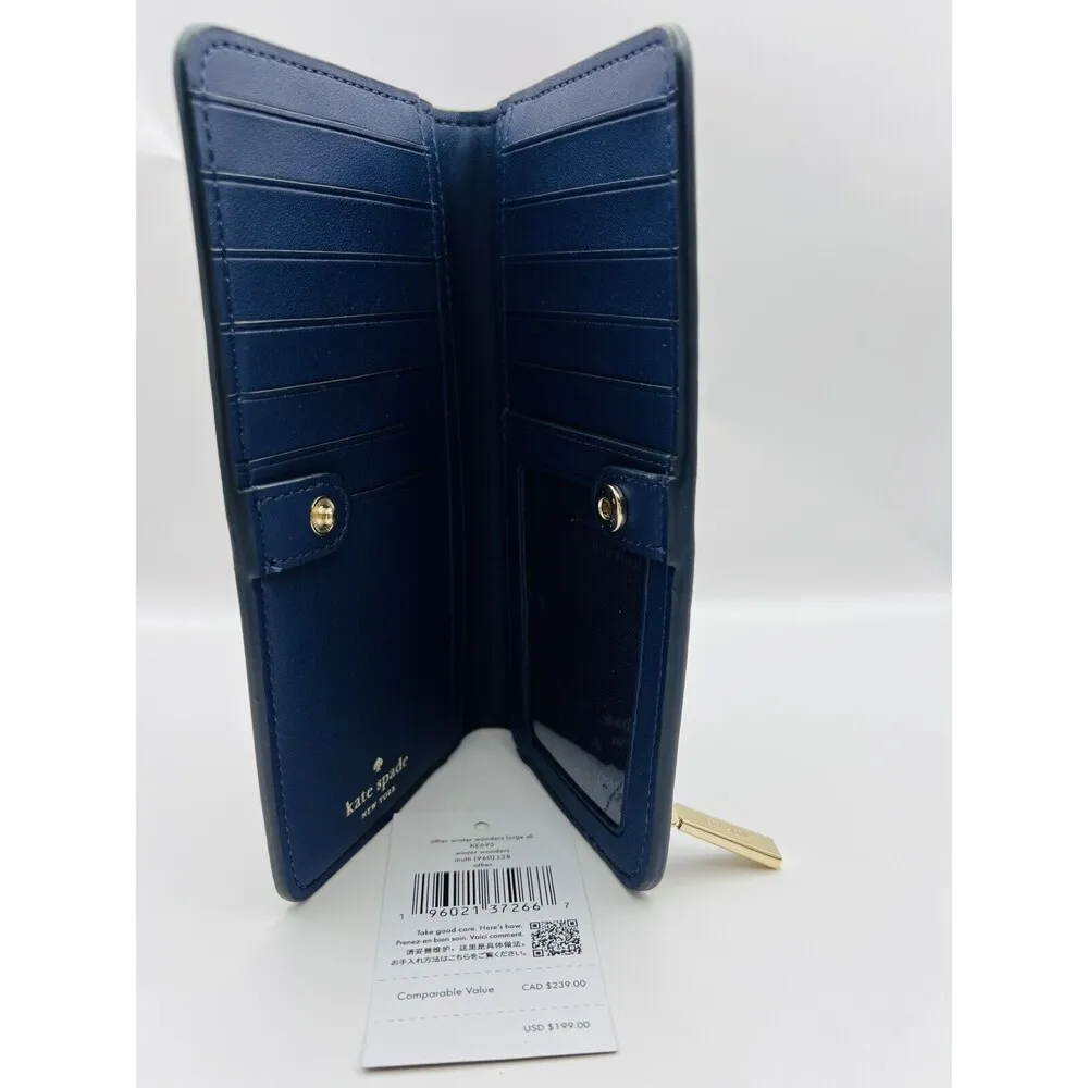 Kate Spade Winter Wonders Large Slim Bifold Wallet Holiday Christmas Gift New - Image 4