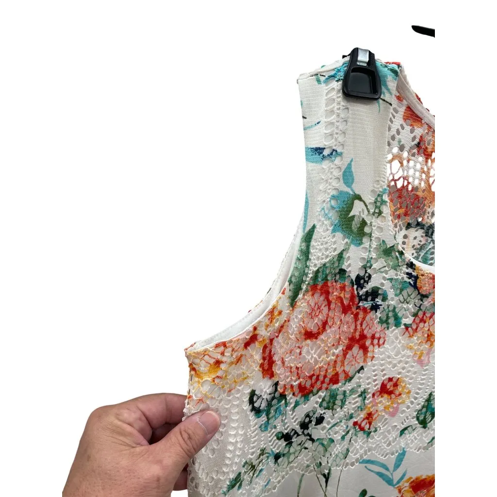 One World Womens orange tan Floral Sleeveless lined lace  dress size M SKU 8465 - Image 3