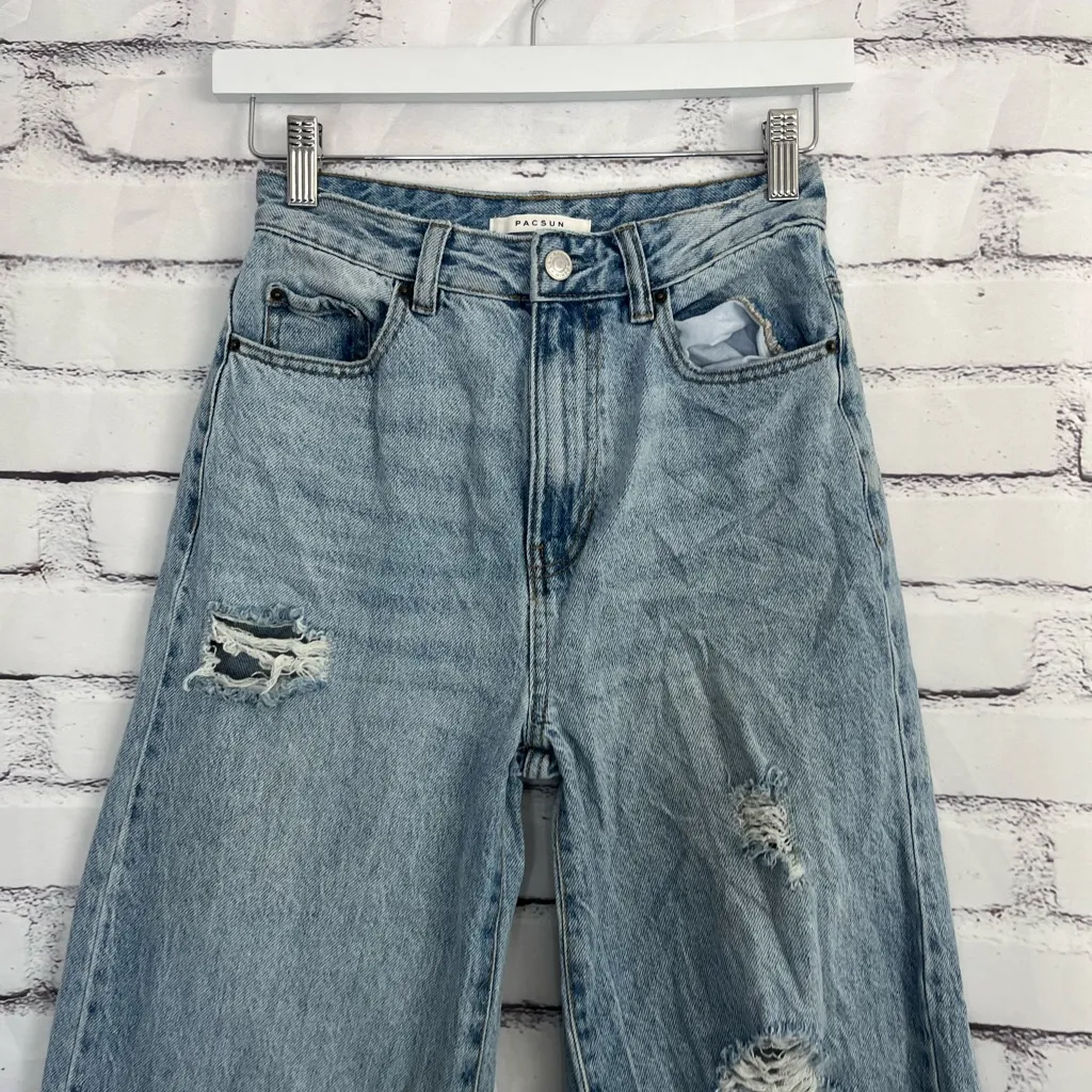Vintage PacSun Puddle Wide Leg Jeans Women’s 24 Distressed High Rise Y2K Denim - Image 5