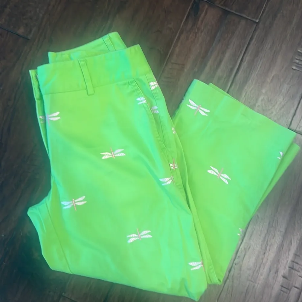 Lilly Pulitzer Vintage White Label Embroidered Dragonfly Capris Pants 4 EUC - Image 5