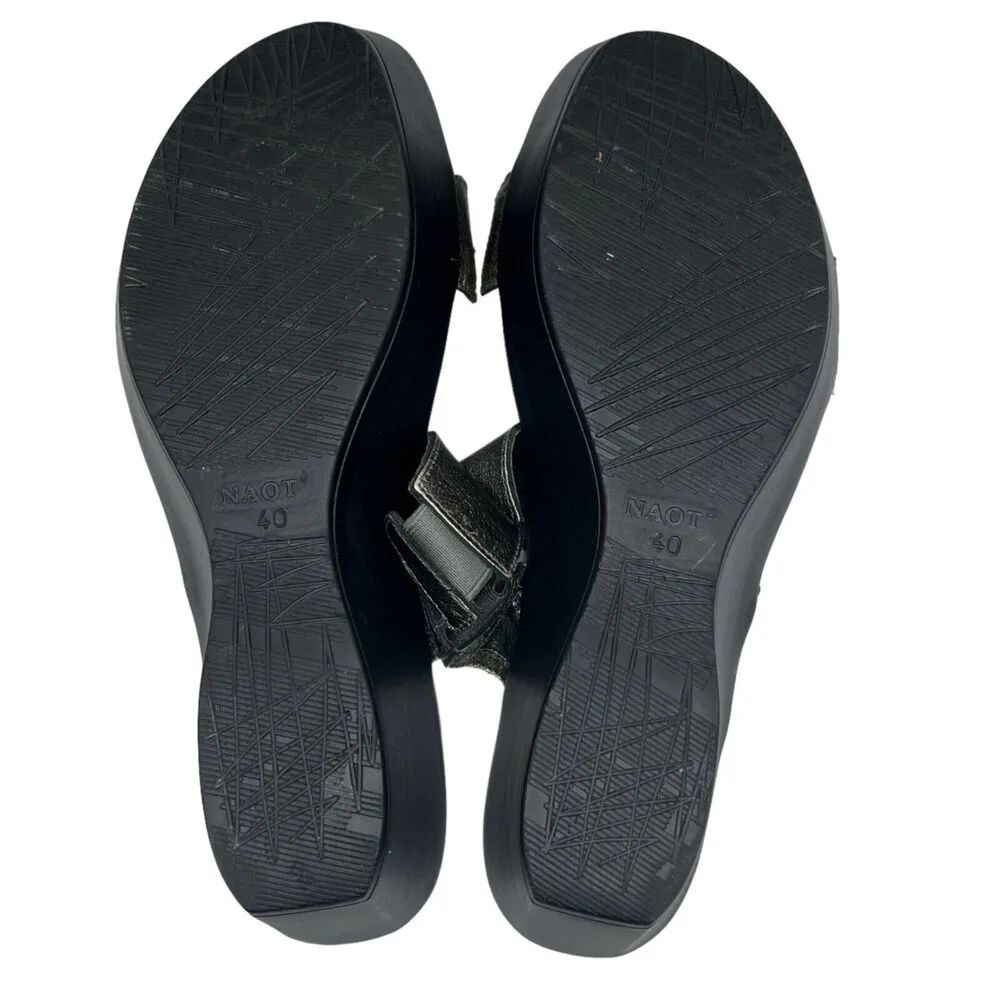 Naot Wedge Sandals Womens 9 Metallic Gray Patent Leather Slip On Comfort Resort - Image 12