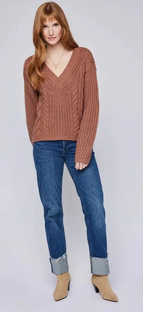 Gentle Fawn Octavia Soft Knit Camel Sweater.Preppy Modern. Size-Large - Image 1