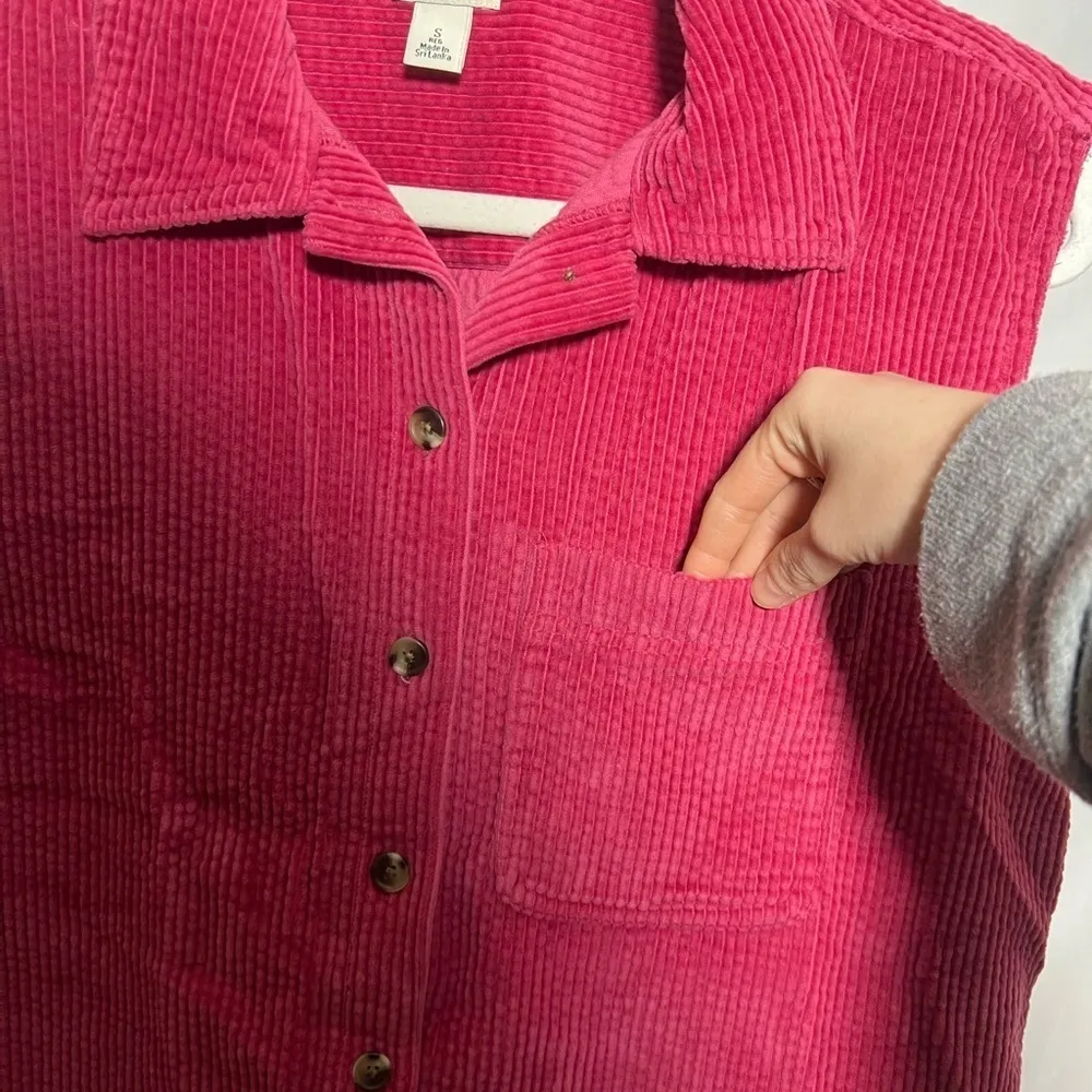Vintage L.L. Bean Pink Corduroy Button Down Vest - Image 4