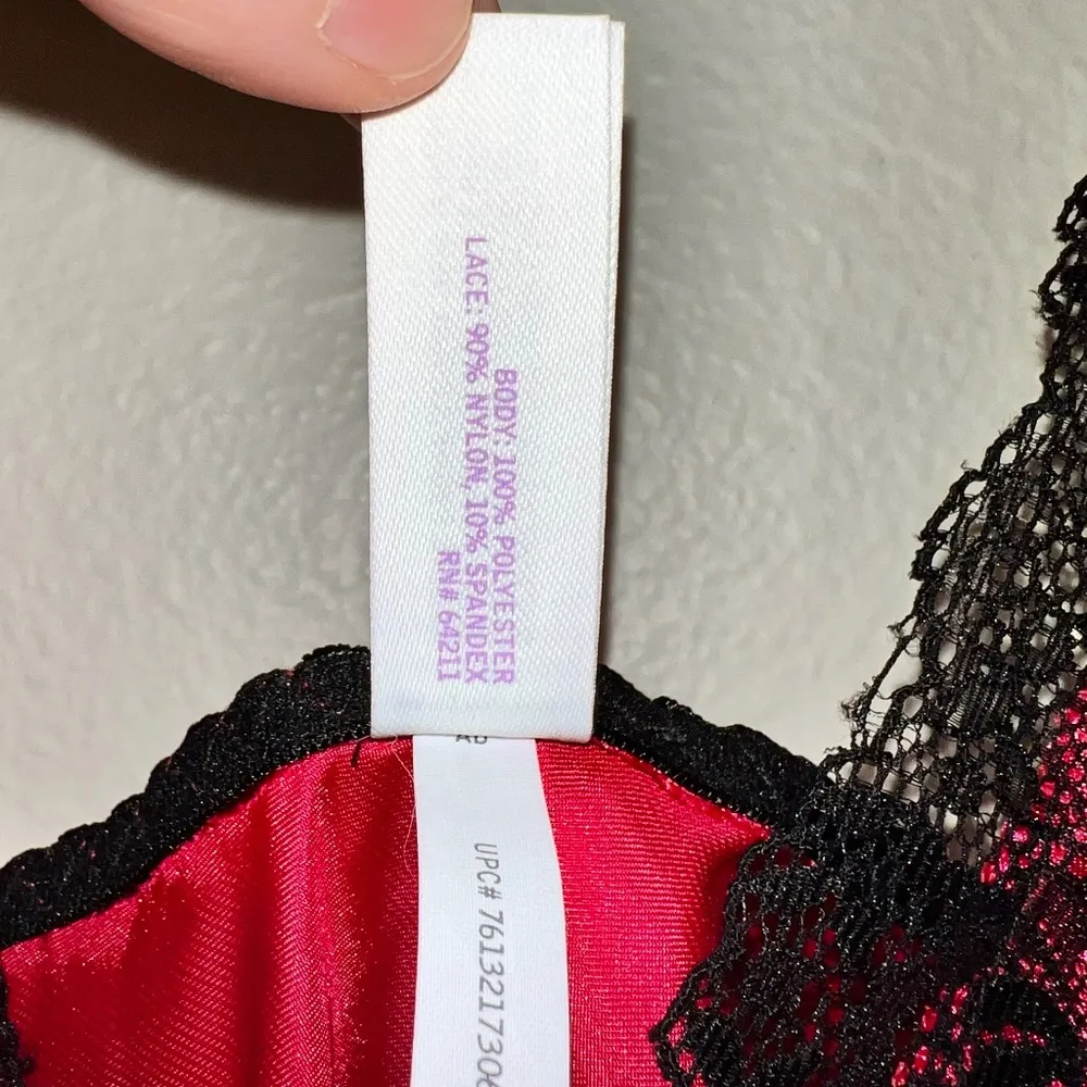Lilac & London Red Silky Stain Black Lace Trim Cami size medium - Image 5
