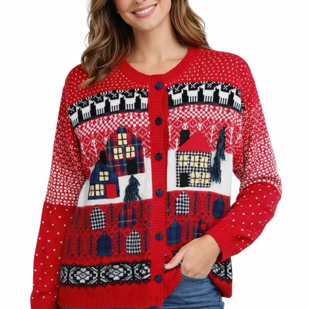 Bechamel Women’s Size SP Holly Berry Black/Green Christmas Sweater Vest Vintage Black - Image 3