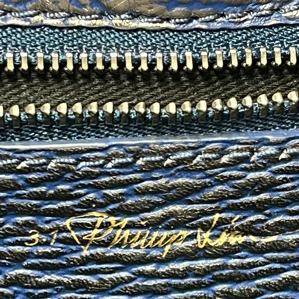 Phillip Lim Pashli Mini leather cross body rare silver metallic finish over navy - Image 11