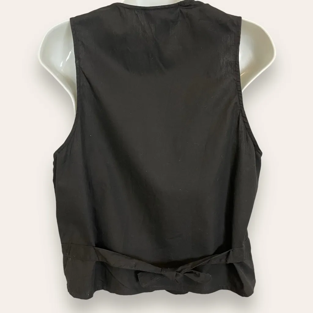 Vintage Embroidered Vest Beaded Tassels Women Petite‎ Medium Black Boho Hippie Size undefined - Image 3