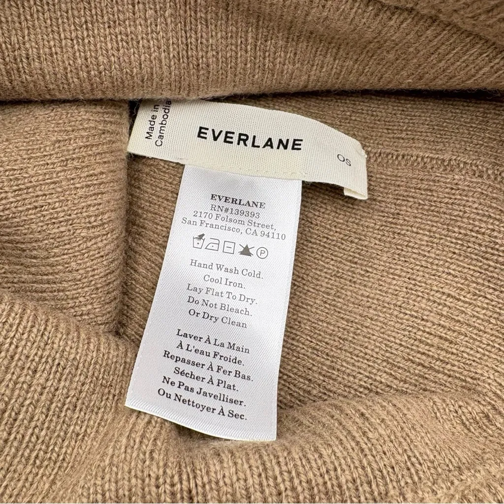 Everlane The Waffle Knit Beanie 100% Wool | RWS Certified | One Size | Camel Tan - Image 4