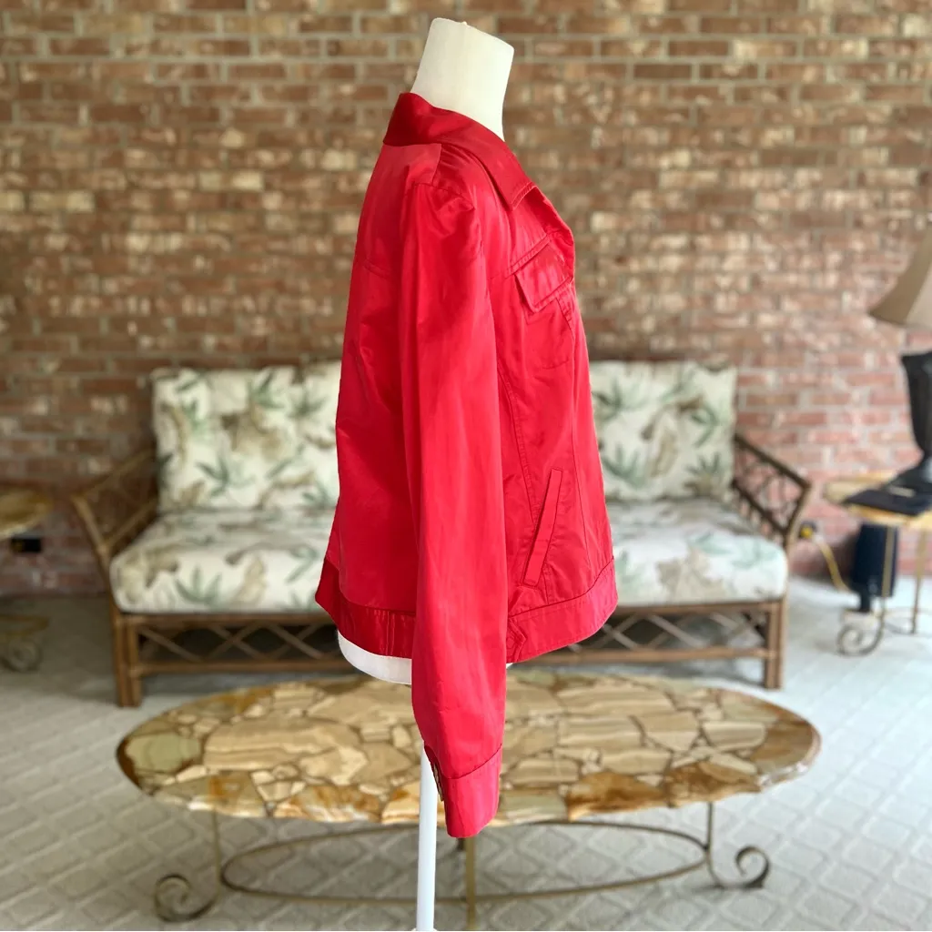 Chico's Chico’s Jacket Satin Red L/12 Evening Long Sleeve Elegant Party Work Classic Mod - Image 11