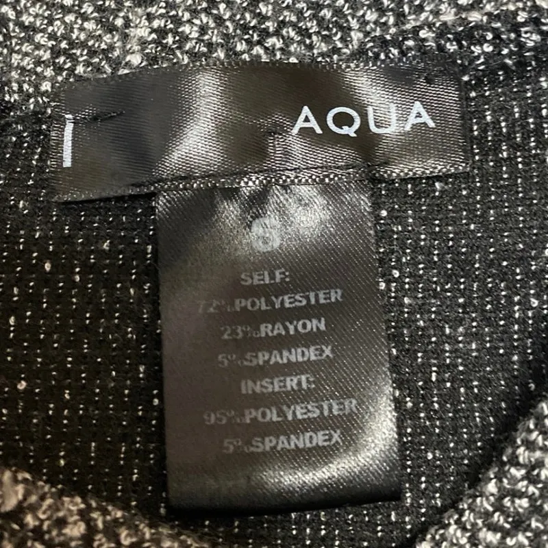 Aqua Gray Tweed Faux Leather Hem Short Sleeve Mini A-Line Fit & Flare Dress Sz S - Image 3