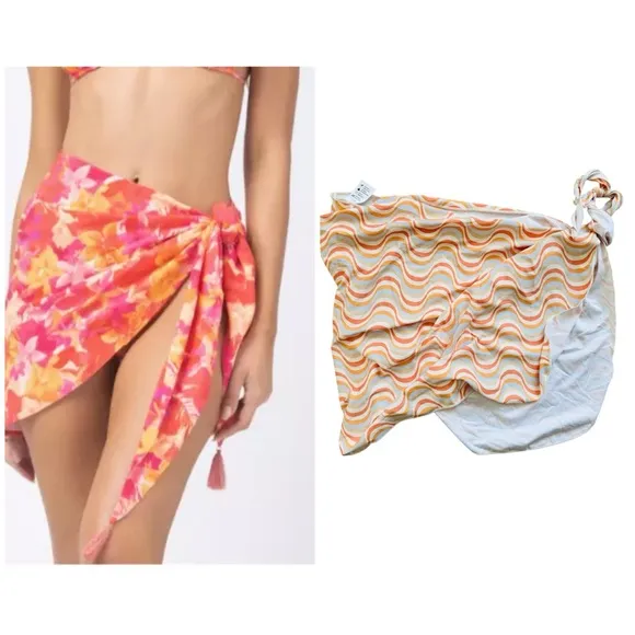 L* Space beach mini sarong light red and Orange wrap NEW - Image 2