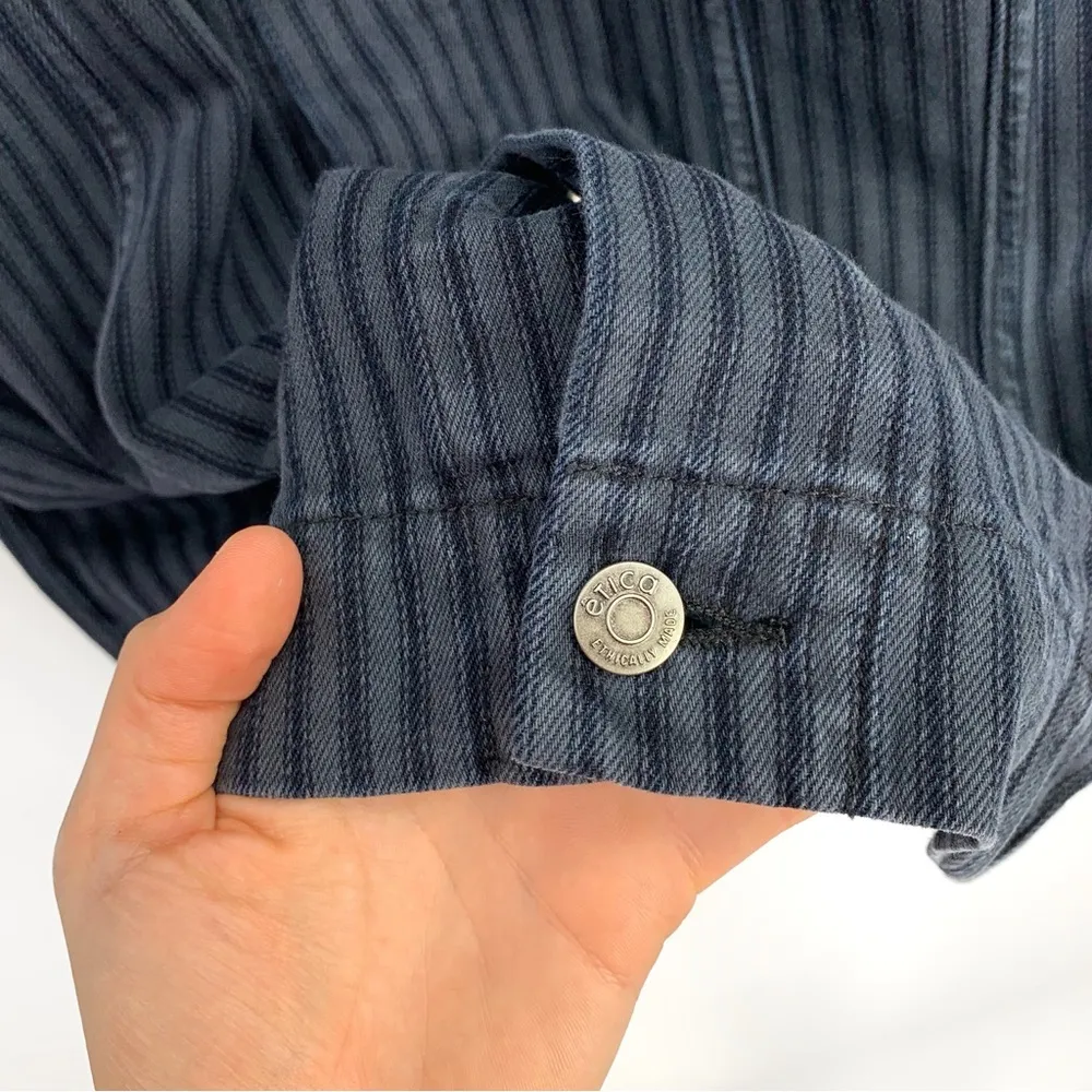 ÉTICA Joelle Jacket Denim Dress in Navy Blue Night Stripe S - Image 5