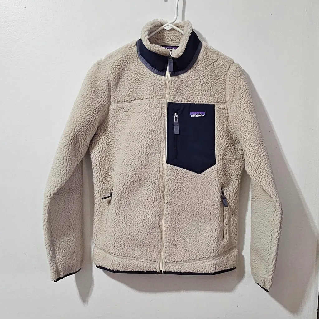 Patagonia W'S Classic Retro-X Fleece Jacket - Natural /New Navy - Size M - 23074 - Image 2