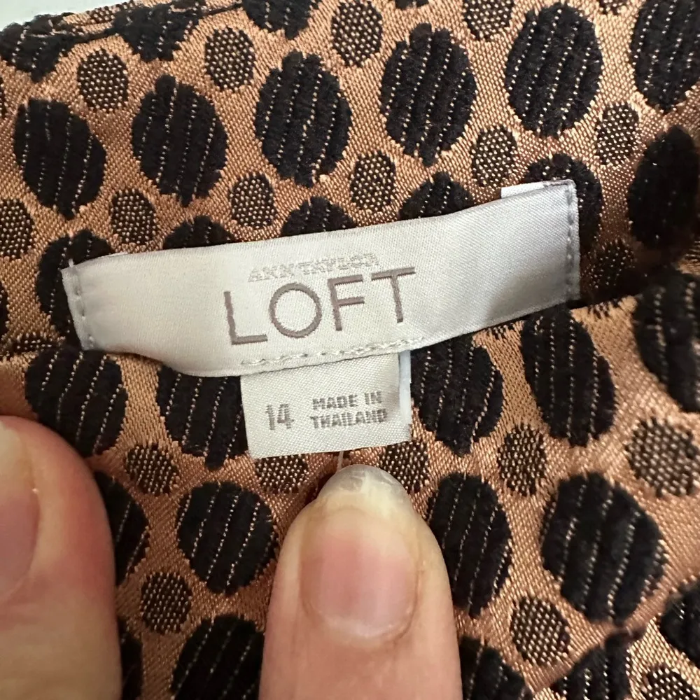 Loft Skirt Womens Bronze Brown Black Polka Dot Straight Pencil - Image 3