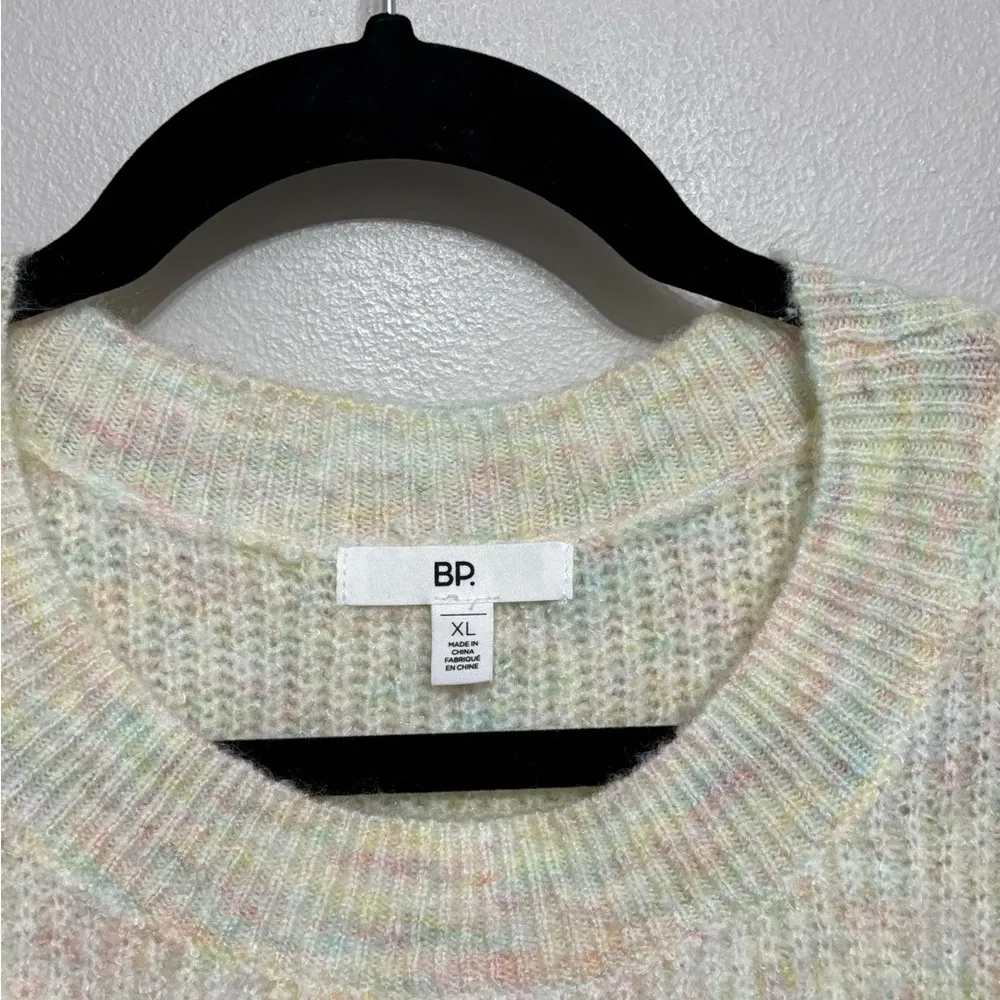 NWT BP Nordstrom Crewneck Sweater in Pastel Rainbow Knit - Size XL - Image 5