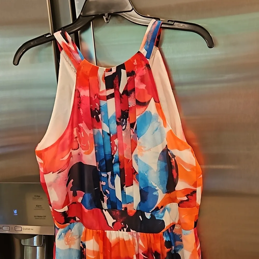 💕ELIZA J💕 Halter Neck Maxi Dress ~ Bold Watercolor Abstract Floral Print 8 NWT - Image 11