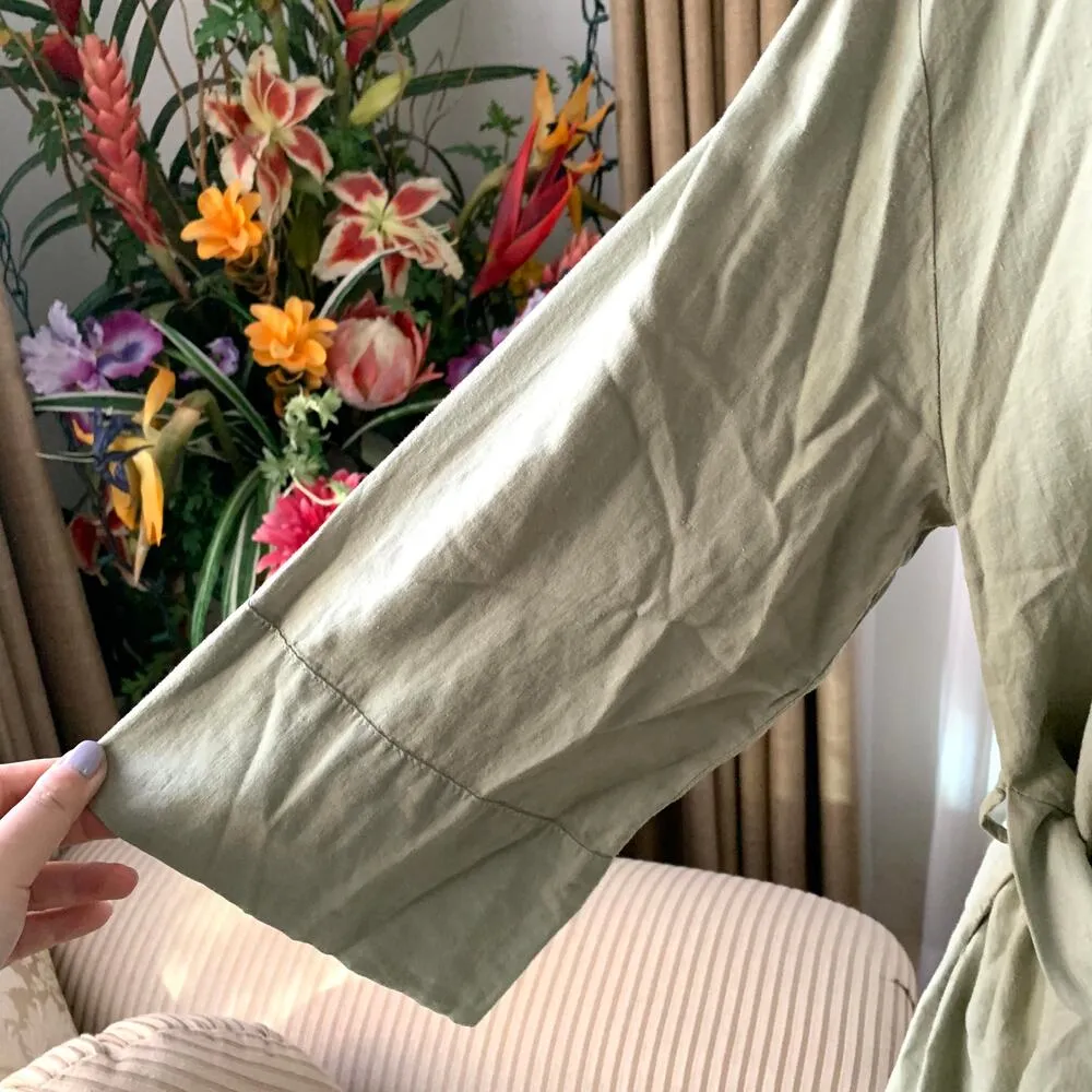 Zara LINEN BLEND CHAIN LINK BELT DRESS in Light Khaki - Image 6