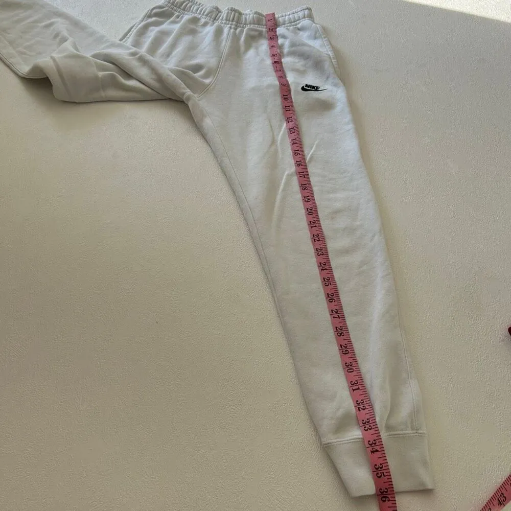 Nike Club Fleece Joggers Womens Small White Sweatpants Embroidered Swoosh - flaw - Image 12