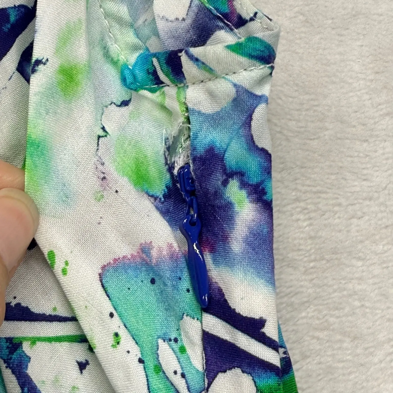 Robert Graham Maxi Dress Floral Print Halter‎ Neck Sleeveless Blue Size 4 - flaw - Image 5