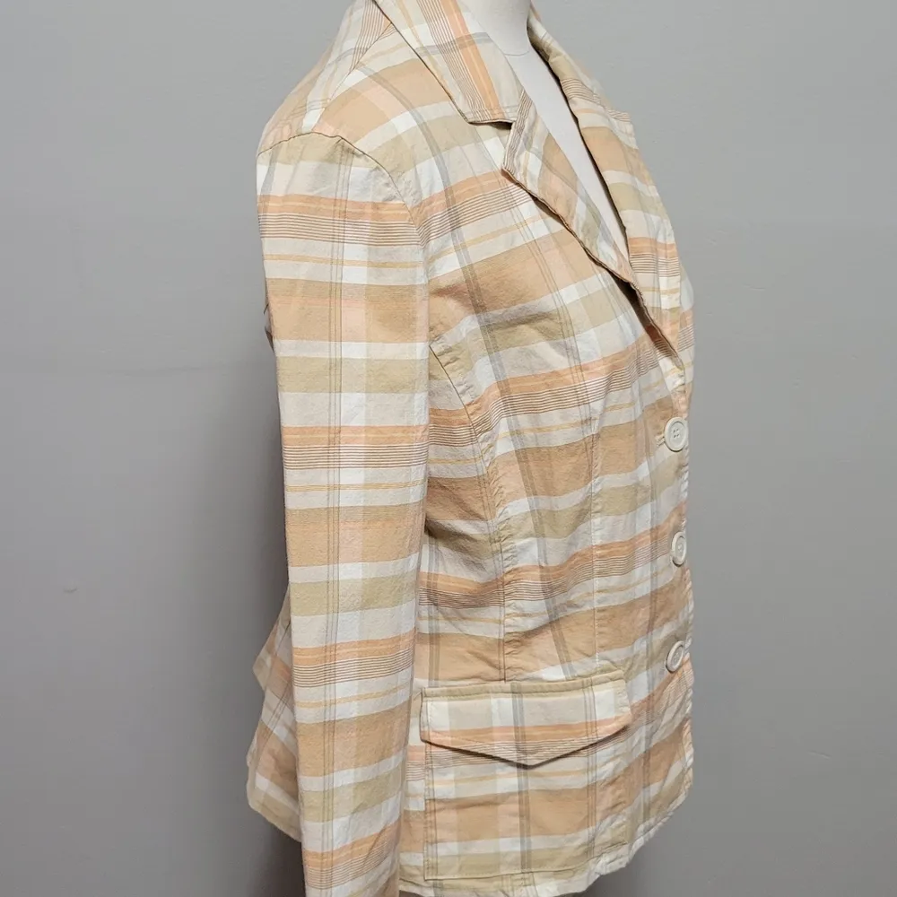 NY&CO peach plaid woven blazer size 12 - Image 3