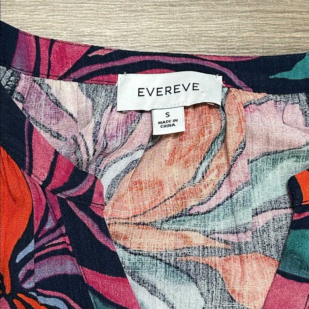 Evereve Long Sleeve Rayon Blouse Multicolor Floral Print Blue Pink Size Small - Image 8