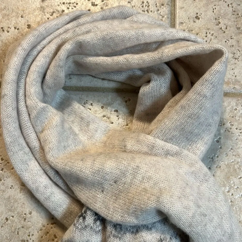 Brand New MARTHA STEWART 99% CASHMERE Nordic Scarf Grey Gray - Image 4