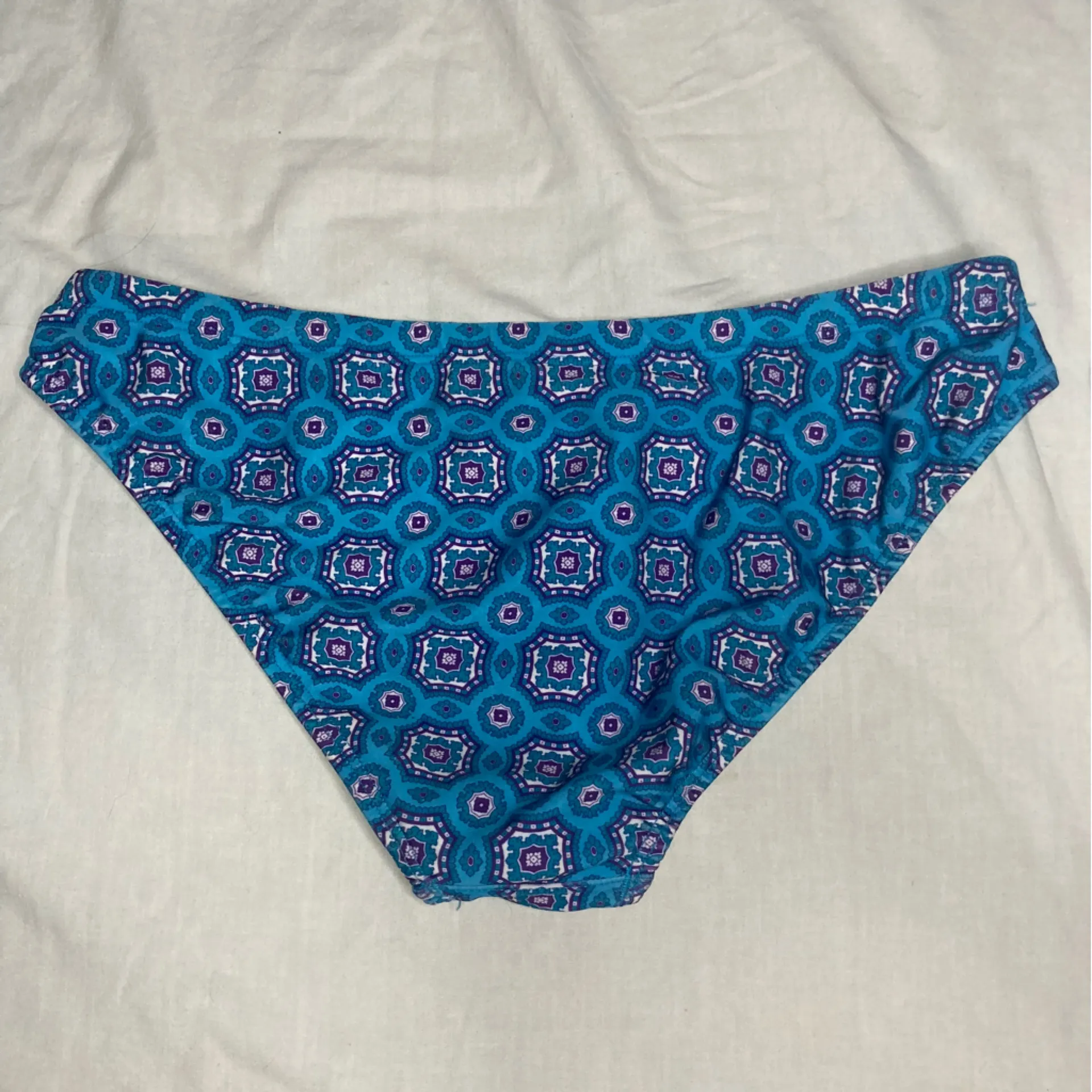 EQ Viva Blue Patterned Drawstring Bikini Bottoms Size Large - Image 2