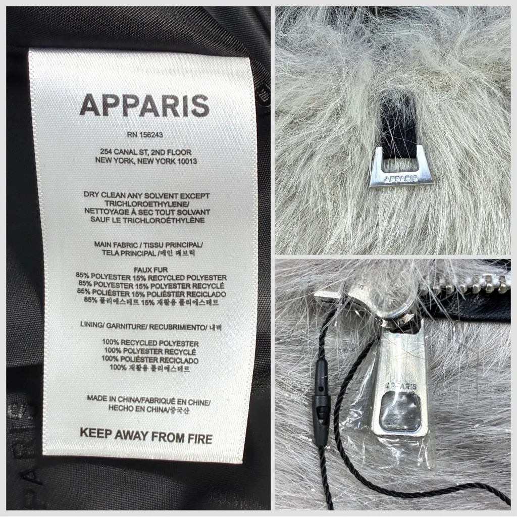 Apparis Uma Tinsel Crop Zip Front Shaggy Faux Fur Coat Silver XL NWT Jacket - Image 7