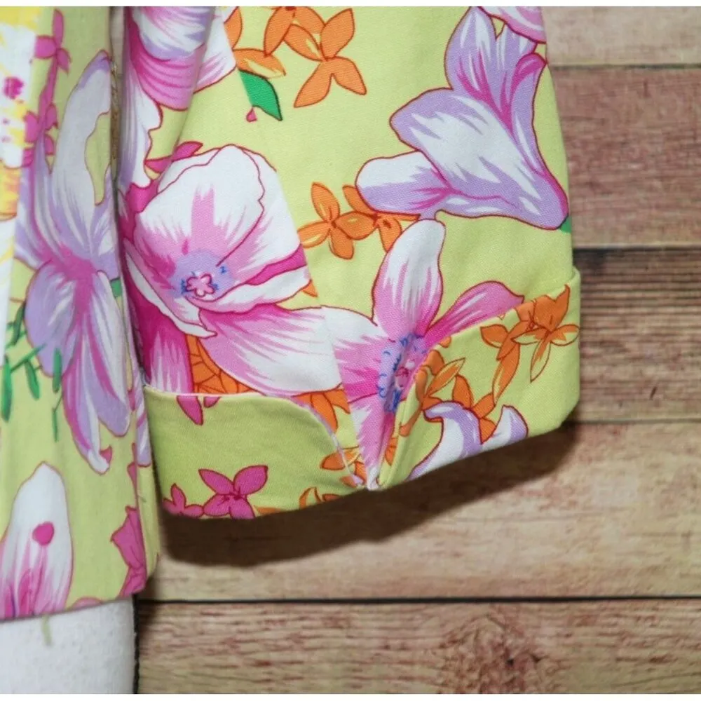 Rafaella Bold Bright Floral Bolero Crop Jacket Size 12 Office Career 3/4 Sleeve - Image 8