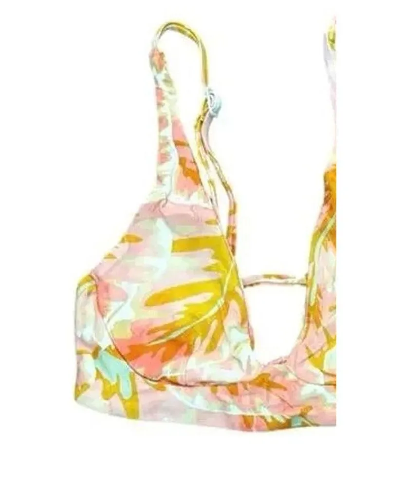 NWT Stone Fox Swim Bikini Conch Hot Tropix Spaghetti Top V Neck XS Pink White - Image 4