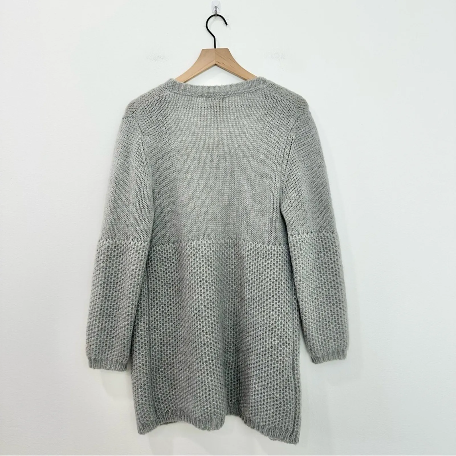 Sundance Cardigan Gray Wool Mohair Blend Open Front Chunky Knit Medium - Image 2