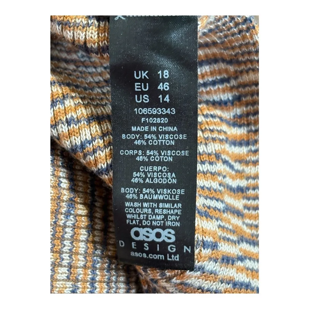 ASOS Design Knitted Maxi Dress Space Dye Bodycon Knit Slit‎ Women Size 14 - Image 11