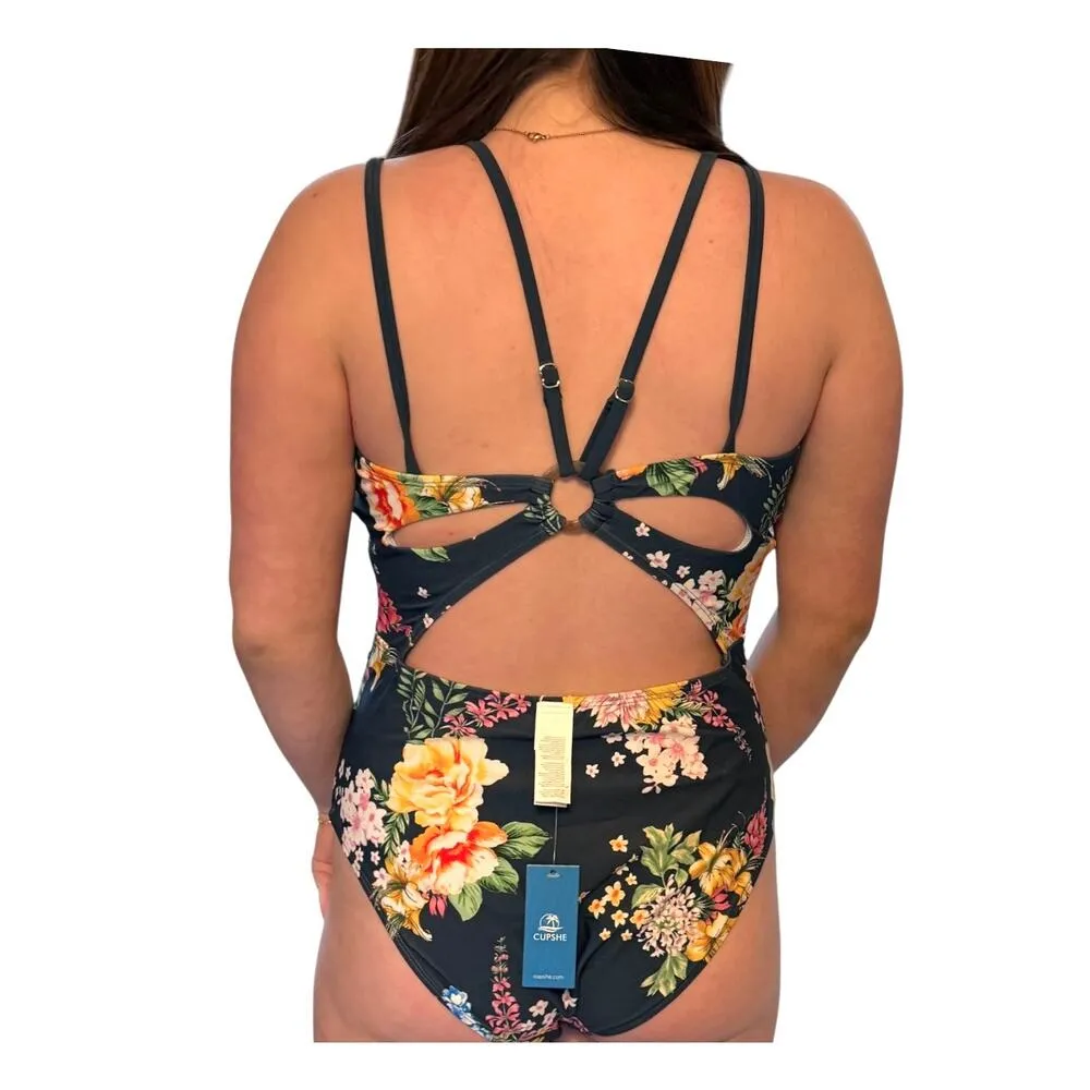 NEW Cupshe SWIMSUIT Women's LG Tropical Floral Cutout One-Piece Bathing Suit NWT - Image 6