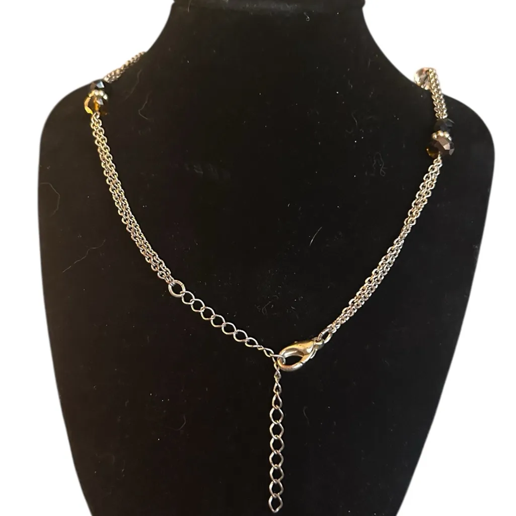 Lia Sophia Vintage Medallion Pendant Rhinestone Necklace - Image 3