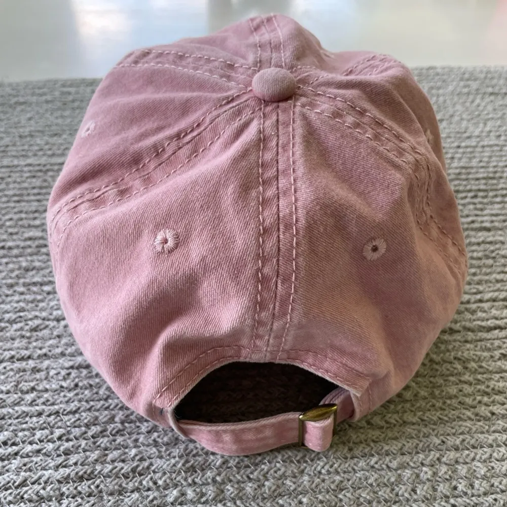 Pink Canvas Rainbow Embroidered All Good Baseball Cap Hat Adjustable Strap Back - Image 5