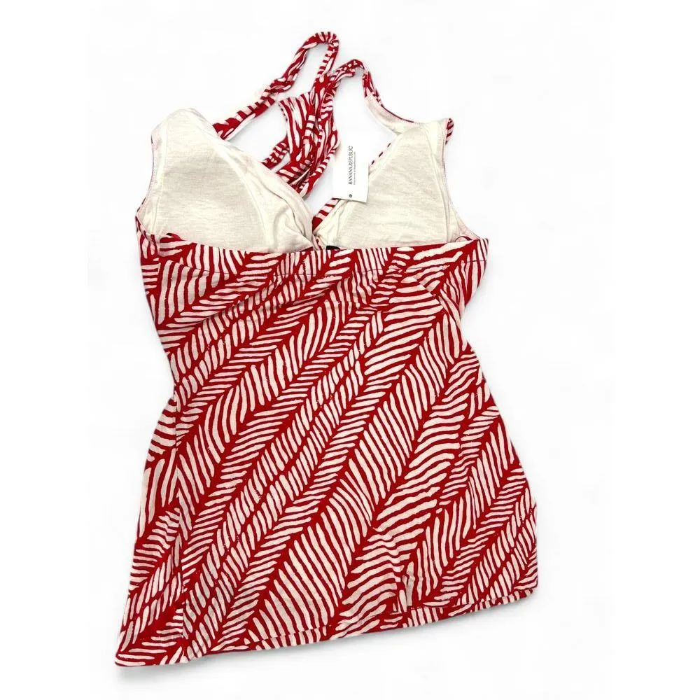 NWT Banana Republic S Sleeveless Halter Top Tank Bamboo Open Back Women's Red - Image 5