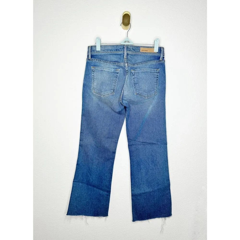 NWOT GRLFRND Joan Cropped Distressed Jeans Mid Rise Raw Hem Magnetic Dark Wash - Image 4