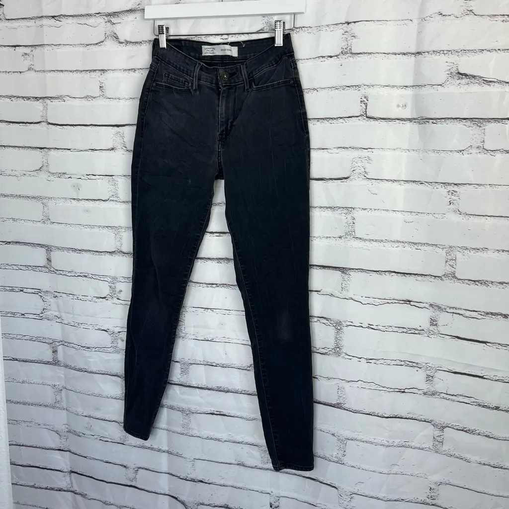 Signature Levi Strauss Mid Rise Skinny Jeans Gray Wash Women’s 0 Stretch Denim - Image 8