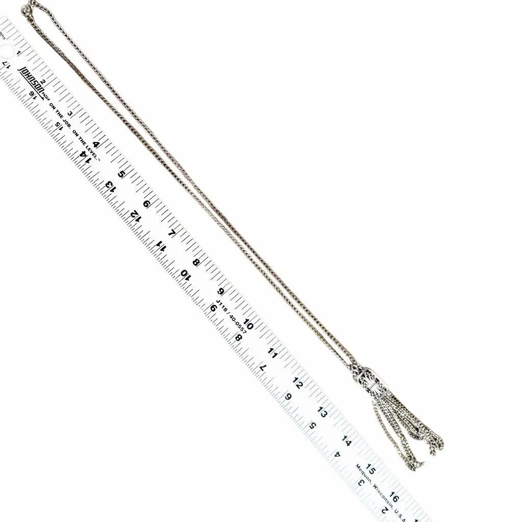 Monet Vintage Silver Tone Tassel Pendant Necklace - Image 6