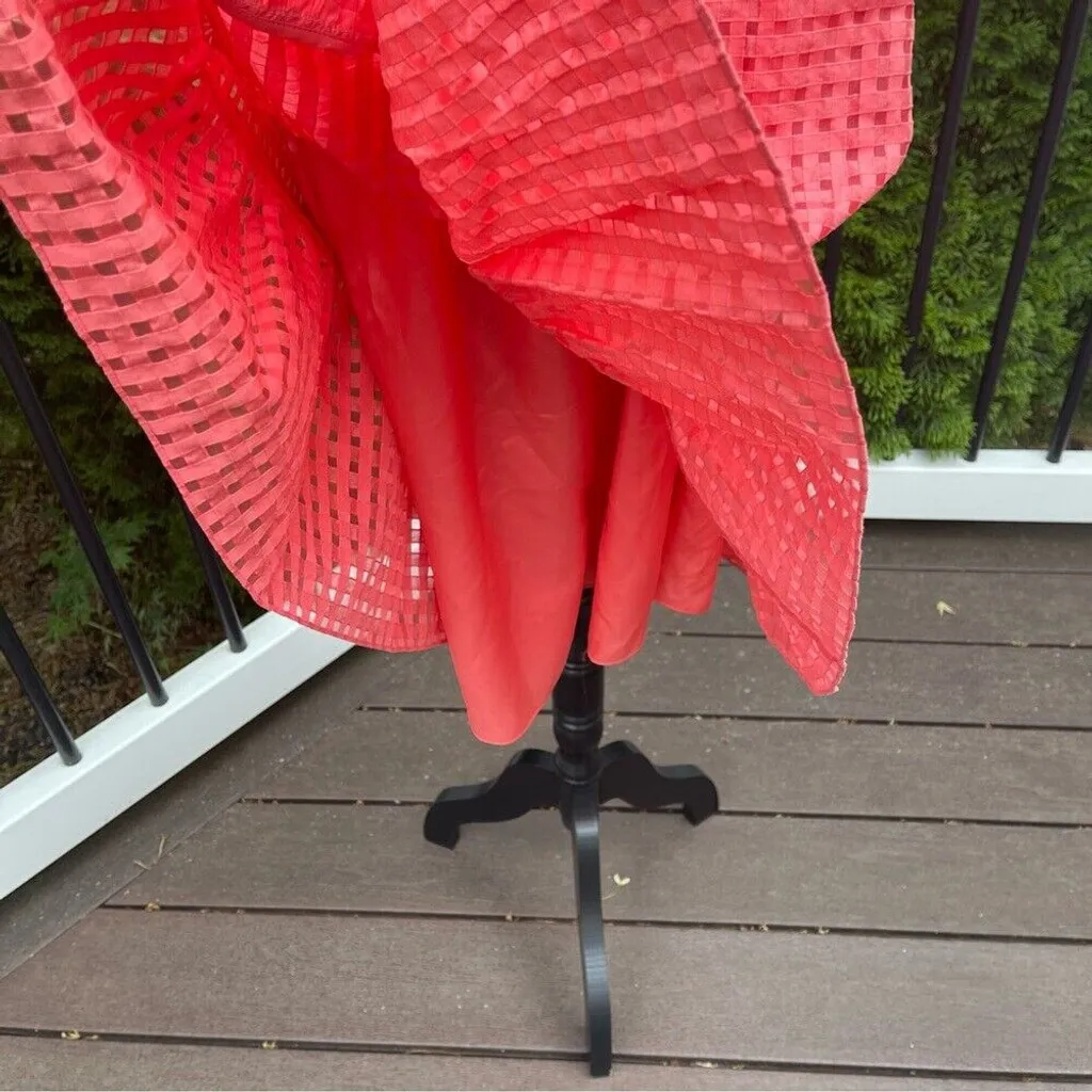 Vintage Anthropologie Hitherto Y2K Sz 10 Catherina coral cotton Strapless Dress - Image 11