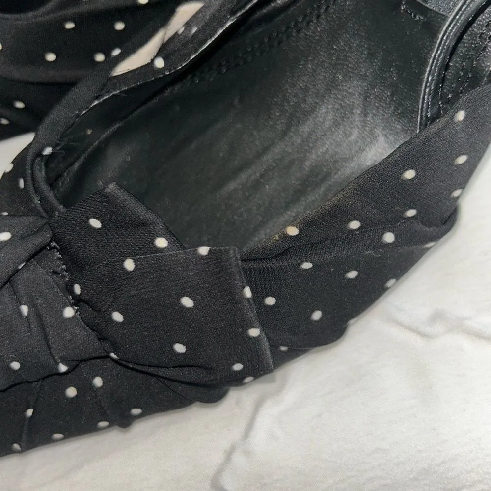 Zara Black & White Polka Dot Kitten Heel Sling back Shoes(Size 39) - Image 10