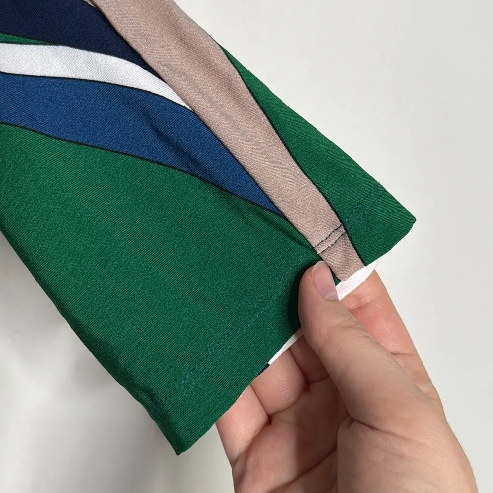 Trina by Turk Multicolored Gathered Front V-neck Mini Dress Dolmain sleeves Sz S - Image 6