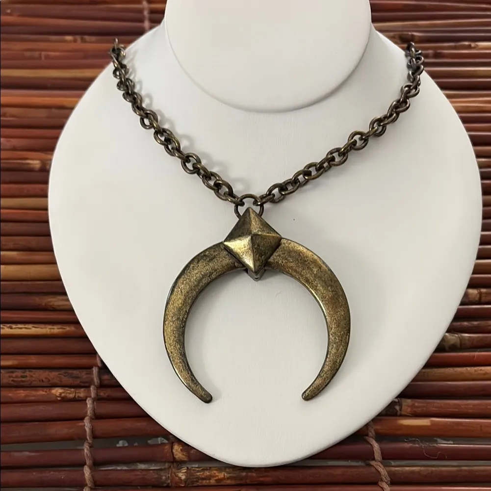BaubleBar Antique Gold Crescent Necklace - Image 2