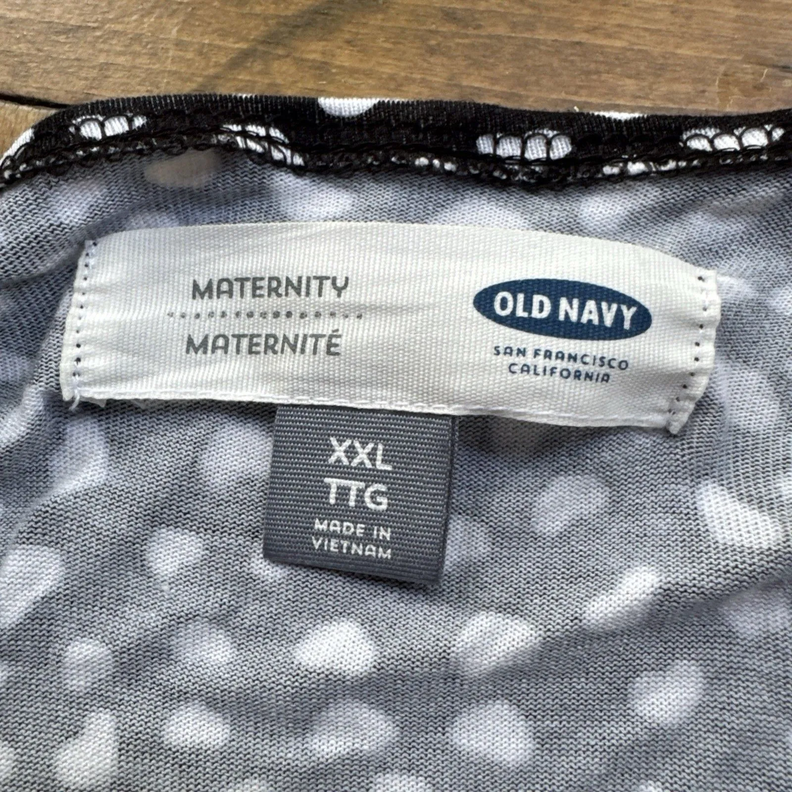 OLD NAVY Black/ White HEARTS Faux Wrap JERSEY Tie Waist Dress Maternity Sz XXL - Image 8