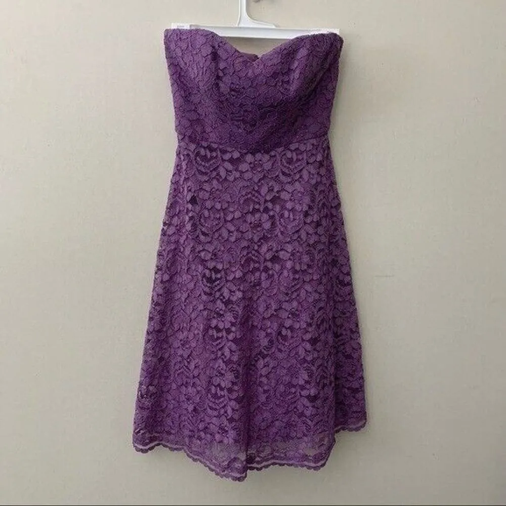 David’s Bridal Strapless Lace Dress With Full Skirt Wisteria F16010 Bridesmaid 0 - Image 2