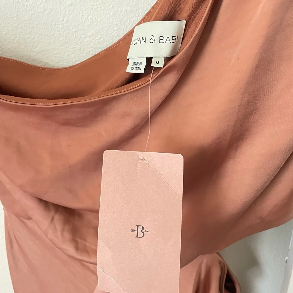 Anthropologie BHLDN Sachin & Babi Ambra Satin Midi Dress in Sand Dune Size 8 - Image 4